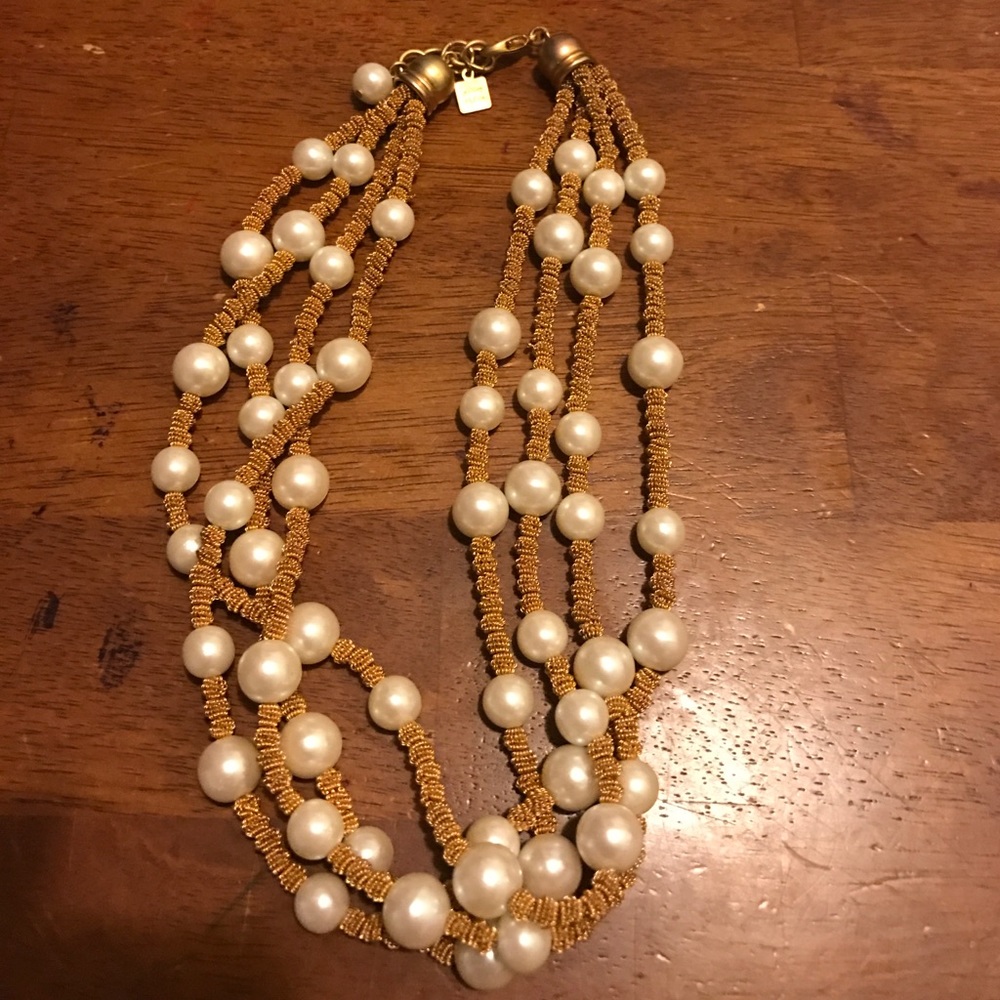 Anne Klein Gold Rope and Pearl Beads Necklace